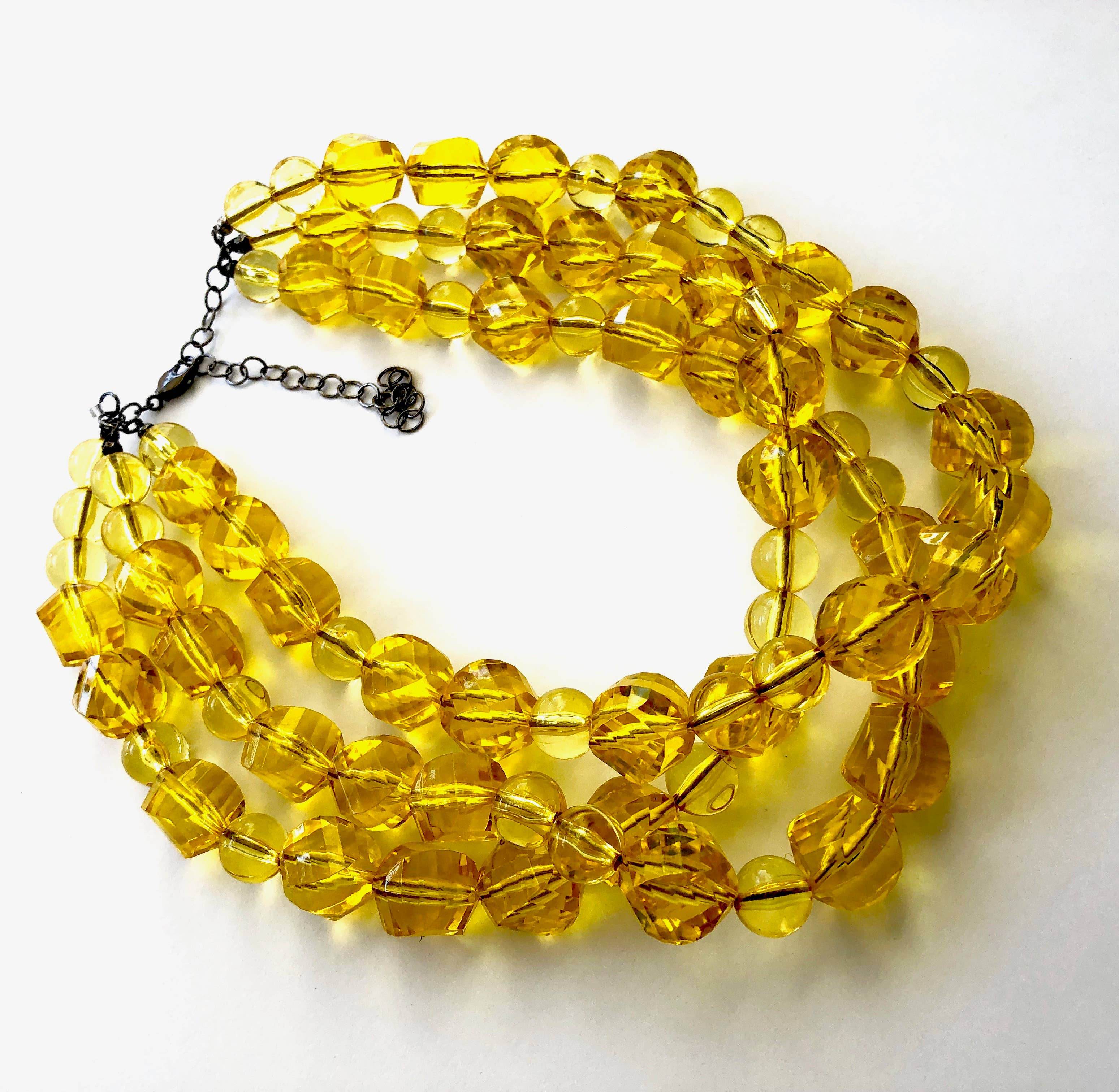 Leetie Lovendale - Wholesale Beaded/Pearl Necklace - Yellow Beaded Multi Strand Morgan Necklace4