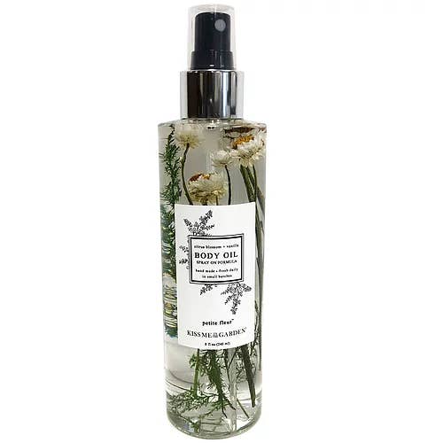 8 oz Petitie Fleur Body Oil Spray for wholesale by Kiss Me in the Garden