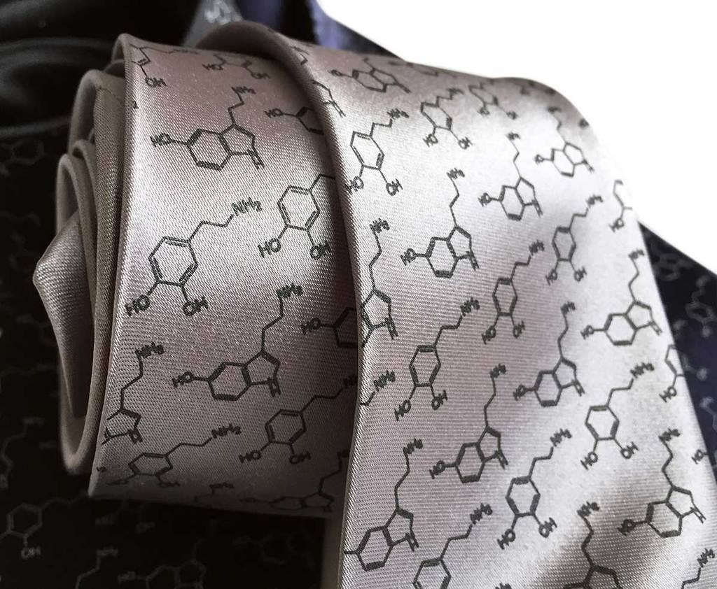 Cyberoptix Tie Lab - Wholesale Necktie - Men's - Serotonin & Dopamine Necktie, Happiness Molecules Tie3