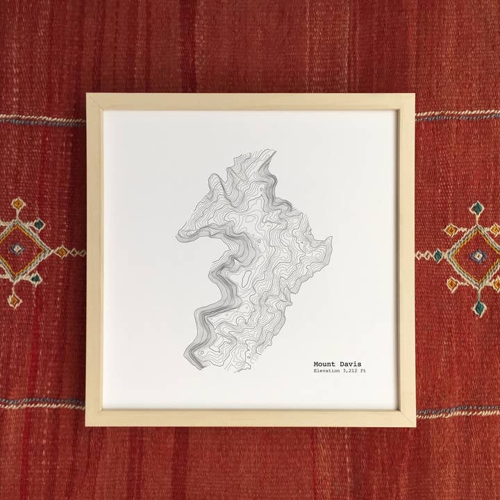 12'' x 12'' Mount Davis Pennsylvania High Point Topographic Map Art Print for wholesale by Tim Plus April