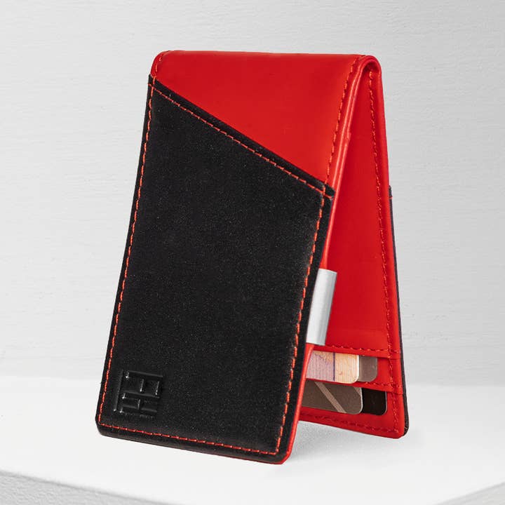 Cartera con clip de dinero RFID negro y rojo para venta al por mayor de Forrest & Harold