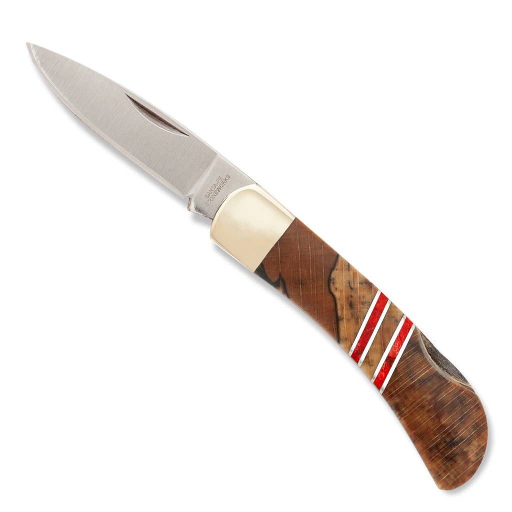 Santa Fe Stoneworks - Wholesale Pocket Knife/Holder - Spalted Beech 3" Lockback Knife - Single1