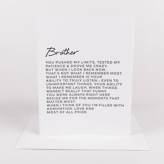 Dear Brother Greeting Card for wholesale by Wrinkle & Crease Paper Products