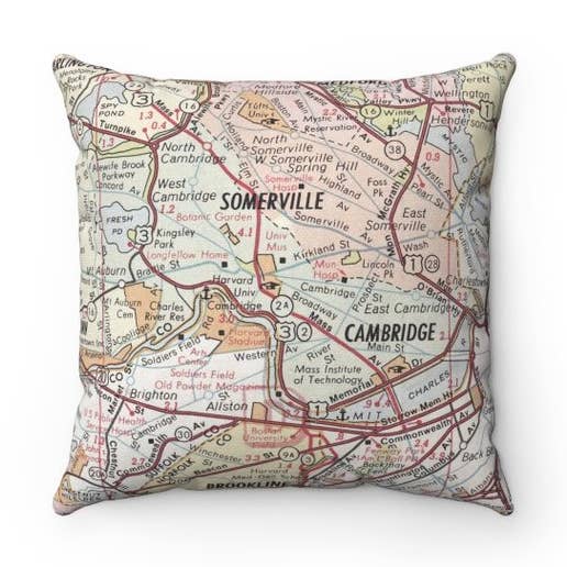 Cambridge Masachusetts Map Decorative Pillow Throw Pillow for wholesale by Daisy Mae Designs