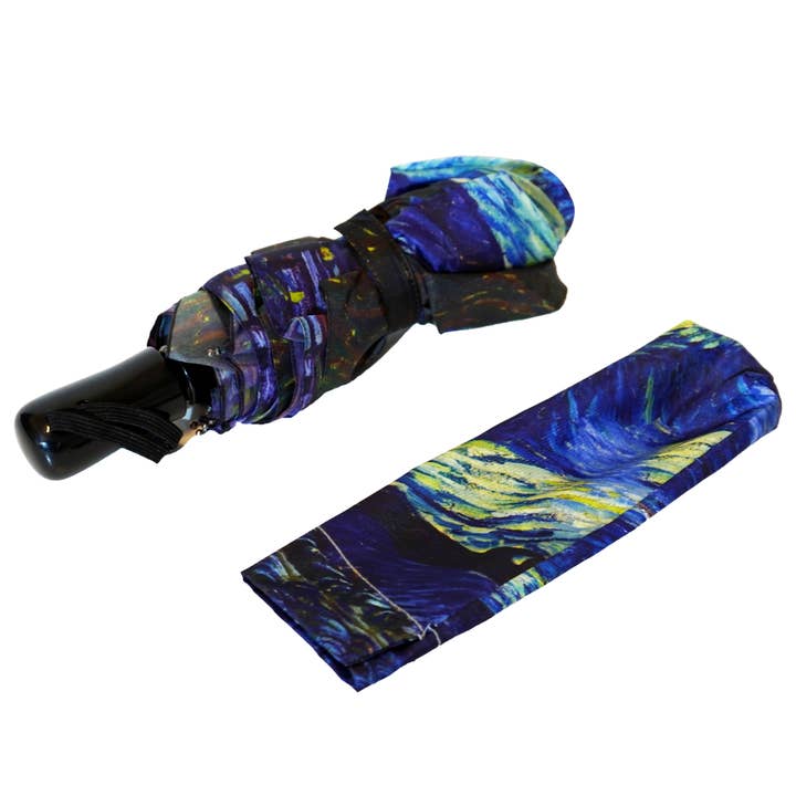 The San Francisco Umbrella Company - Wholesale Umbrella - Unisex - Vincent van Gogh's Starry Night Compact Collapsible Umbrella3