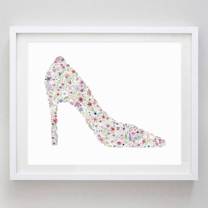 High Heel Floral Watercolor Print for wholesale by Carly Rae Studio