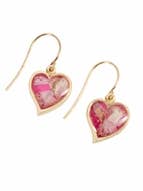 Pink Larkspur Small Heart Earrings for wholesale by Shari Dixon