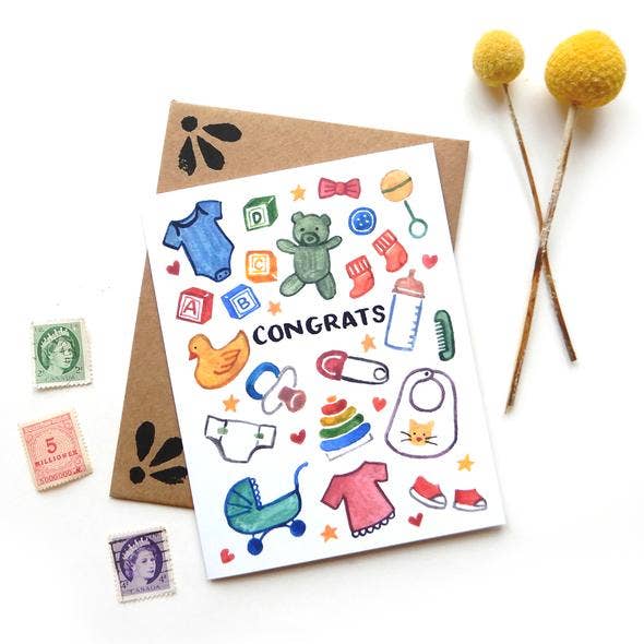 Congrats New Baby Card for wholesale by Sketchy Notions