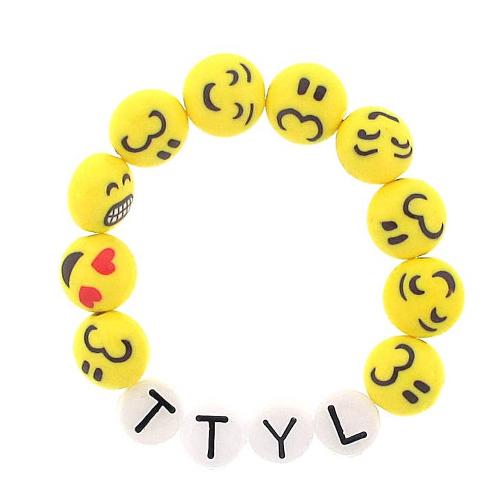 Handmade "TTYL" Talk To You Later Emoji Stretch Bracelet for wholesale by Sadie’s Moon