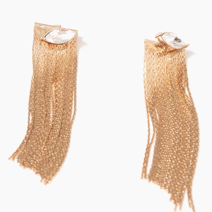 Janna Conner - Wholesale Tassel earrings - Crystal Marquis Fringe Earrings - 18k Gold Plating0