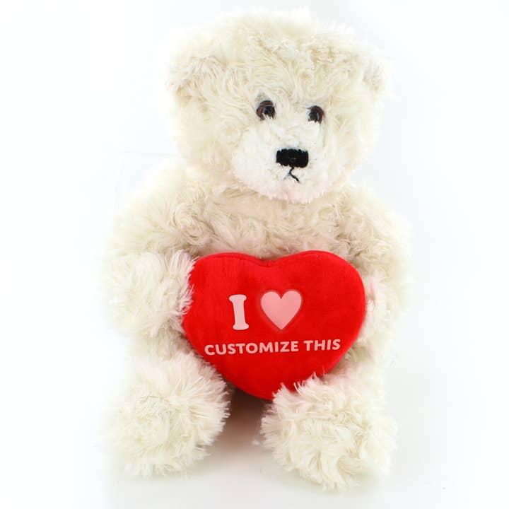 Plushland - Venta al por mayor Peluche - Niños y bebés - Osito de peluche de 12″ con corazón personalizado | Peluche de San Valentín1