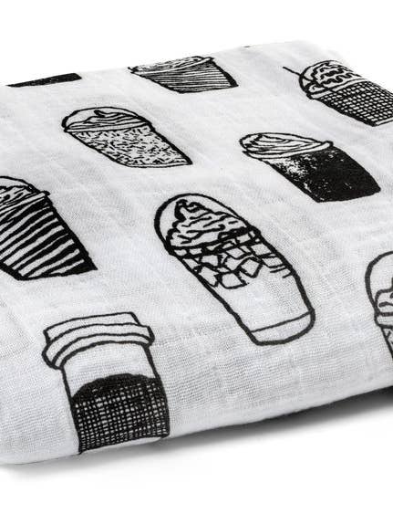 Organic Swaddle Blanket- Coffee Love for wholesale by Modern Burlap