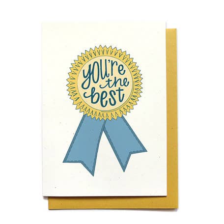 Thank You Card - Blue Ribbon for wholesale by Hennel Paper Co.