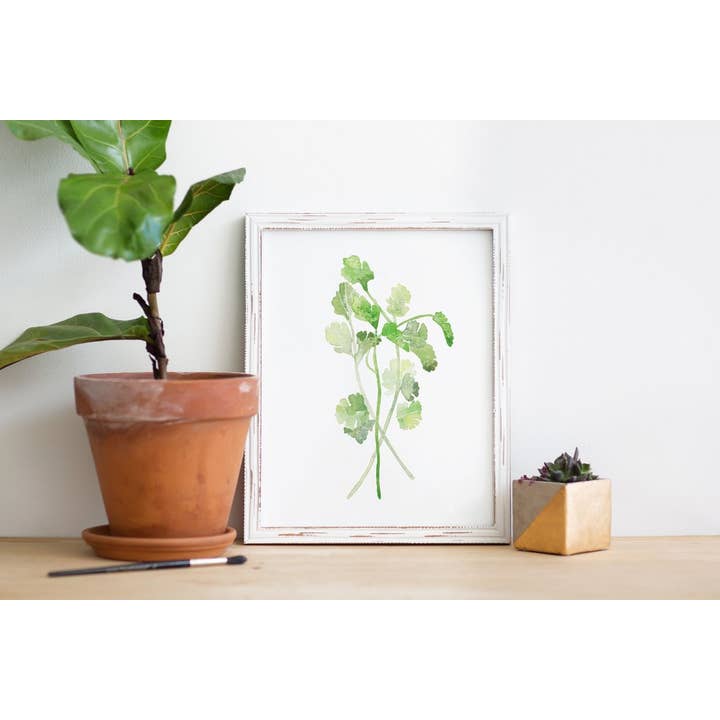 Lilac Paperie - Wholesale Art Print - 8” x 10” Cilantro Herb Watercolor Print1