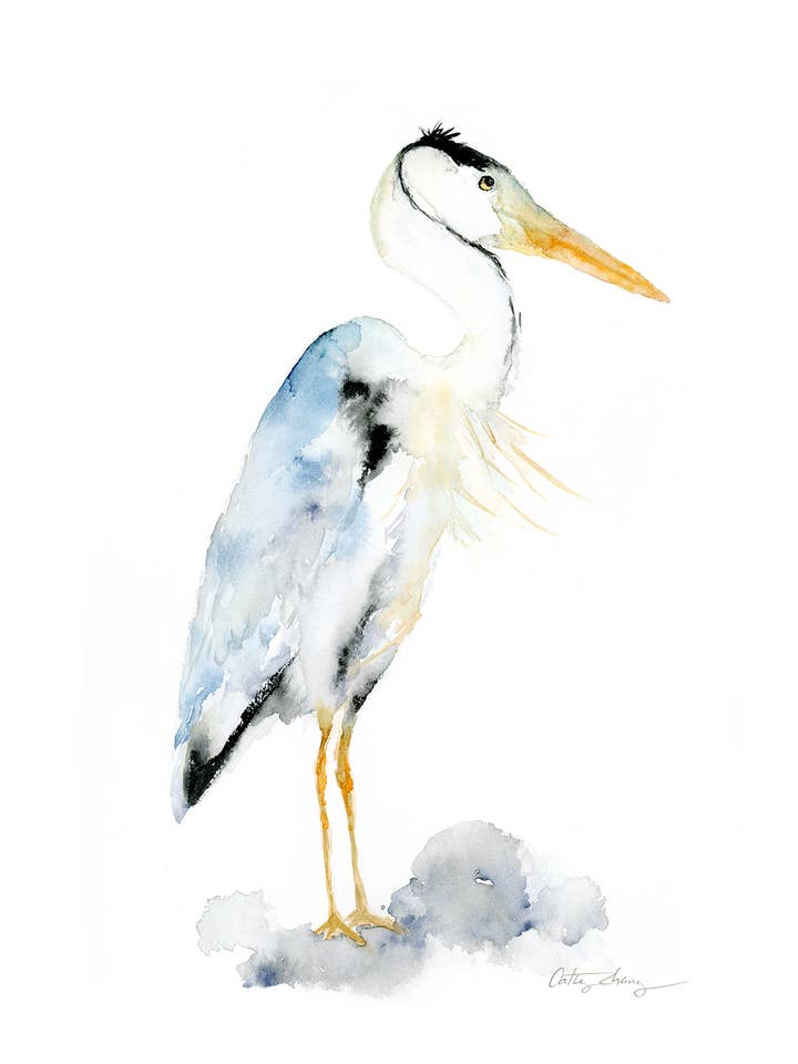 Blauer Reiher Kunstdruck für den Großhandel von Easy Sunday Club