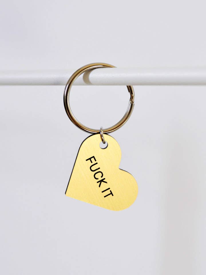 Fuck It Heart Keytag for wholesale by Swell Made Co.