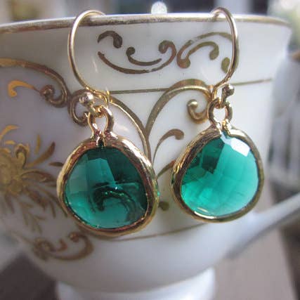 Laalee Jewelry - Wholesale Dangle Earrings - Emerald Green Earrings