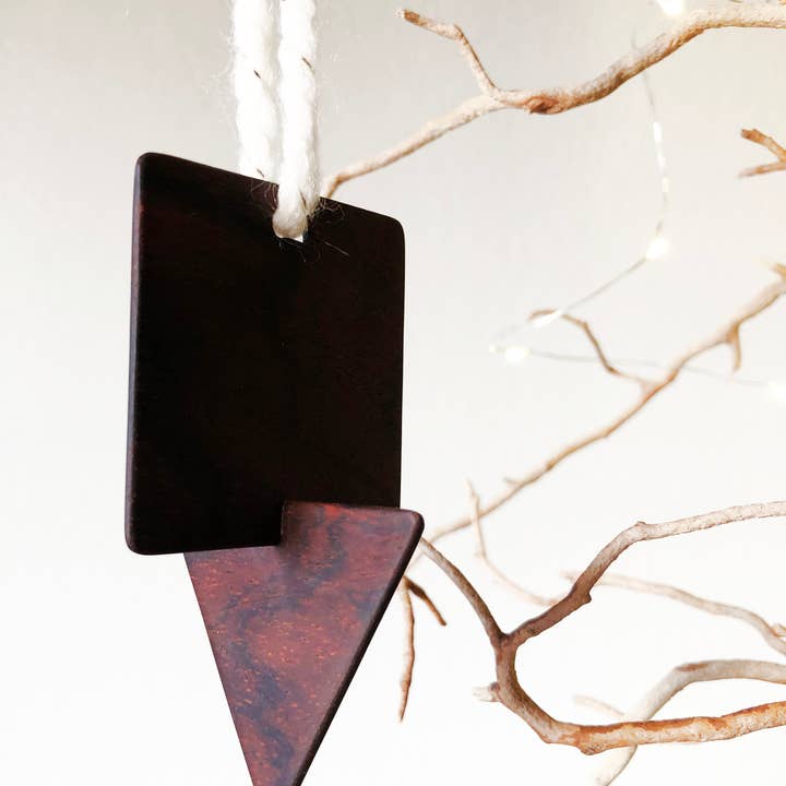 Geometric Wooden Ornament | Nordic Christmas Ornament for wholesale by Kohli Kraft