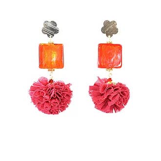 Pink Dahlia Earrings for wholesale by NARA HANDMADE JEWELRY