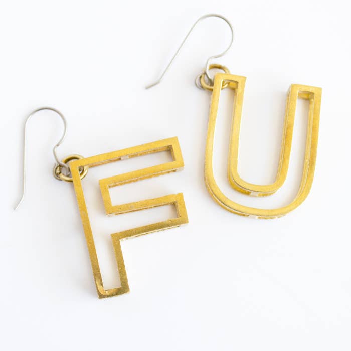 F U Dangle Earrings for wholesale by Grey Theory Mill