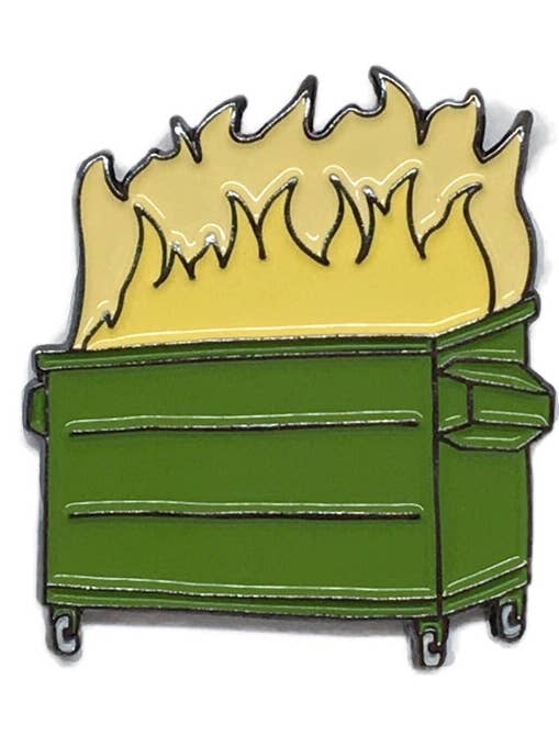 Dumpster Fire Enamel Pin for wholesale by Tiny Hooray