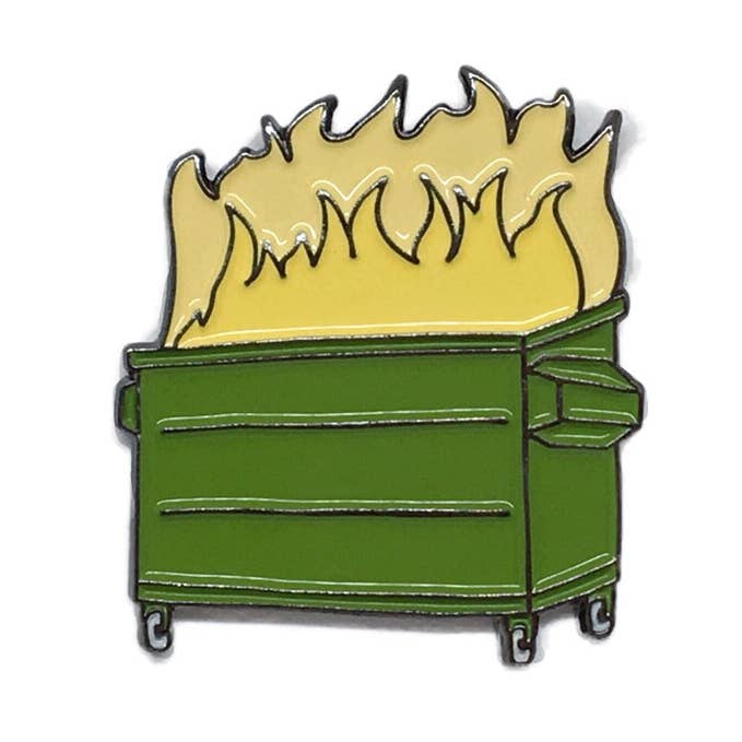 Dumpster Fire Enamel Pin for wholesale by Tiny Hooray