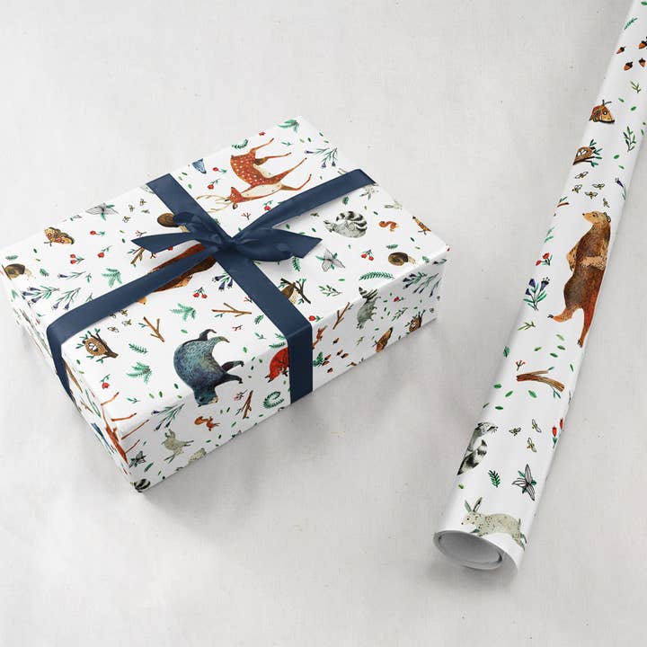 Wildship Studio - Wholesale Wrapping Paper Roll - Woodland Animals Gift Wrap1