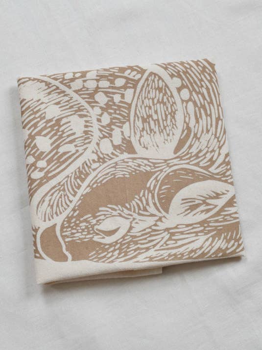 Organic Cotton Sleeping Deer Tea Towel in Mocha Brown - Fawn for wholesale by Hearth and Harrow