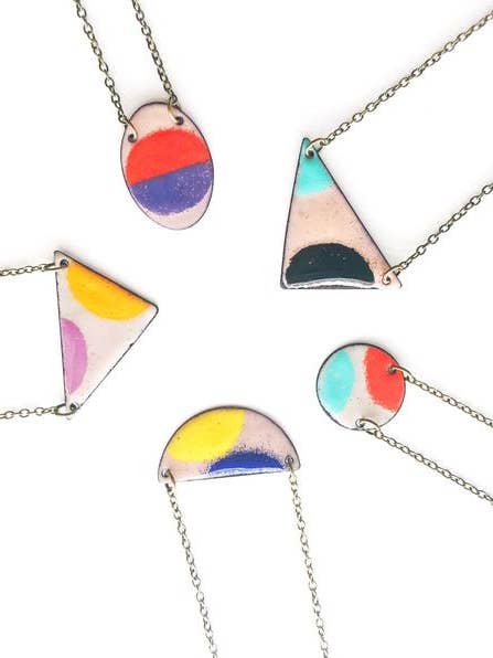 Modern Enamel Shape Necklace for wholesale by Courtney Fischer Jewelry
