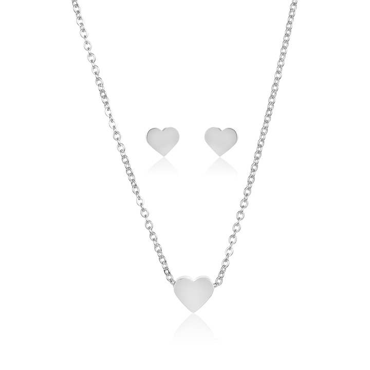 Heart Shaped Necklace and Earrings Jewelry Set for wholesale by West Coast Jewelry