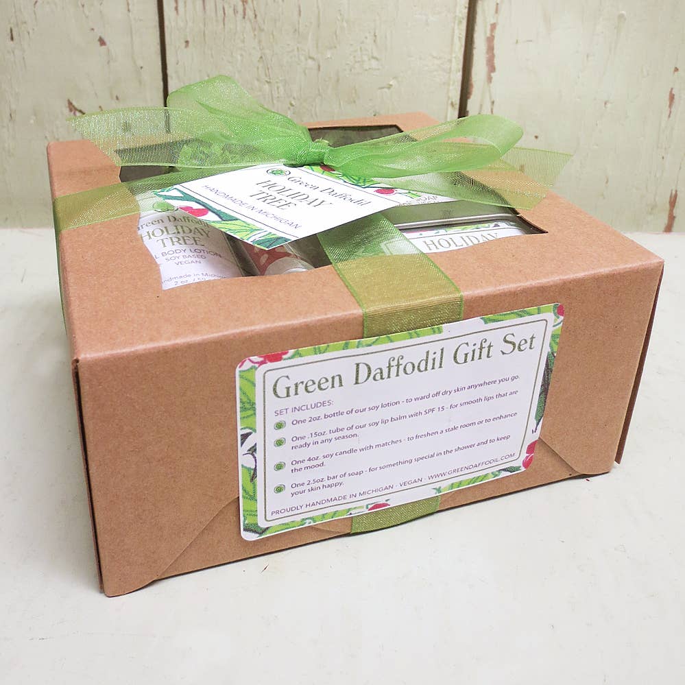 Green Daffodil Bath & Body - Wholesale Bath & Body Set - Holiday Tree Boxed Gift Set - Christmas Tree2