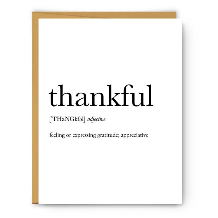 Thankful Definition - Thank You Card for wholesale by Footnotes