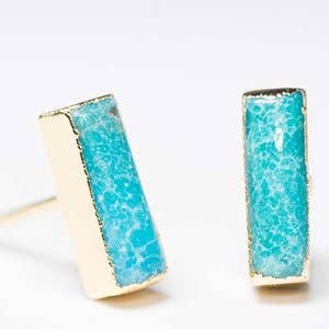 Turquoise Bar Studs for wholesale by Leslie Francesca Designs