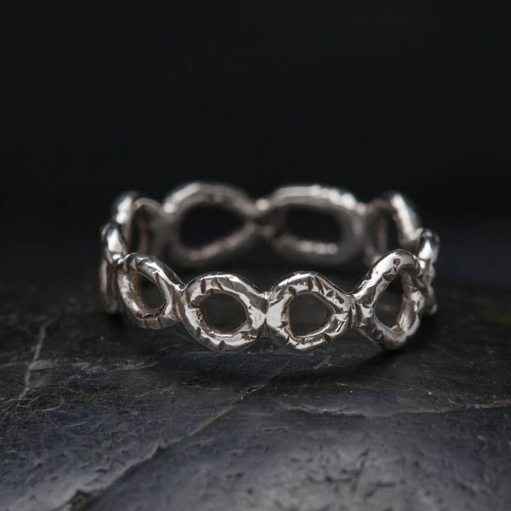 Anello a catena aperta in argento sterling per la vendita all'ingrosso da parte di Baizaar