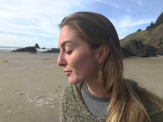 A Tea Leaf Jewelry - Wholesale Dangle Earrings - Art Deco Triangles Stacked Earrings1