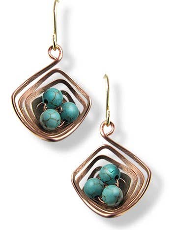 The Nest Earrings - Angular Copper Robin Blue for wholesale by LeDanse Limited Edition Jewelry
