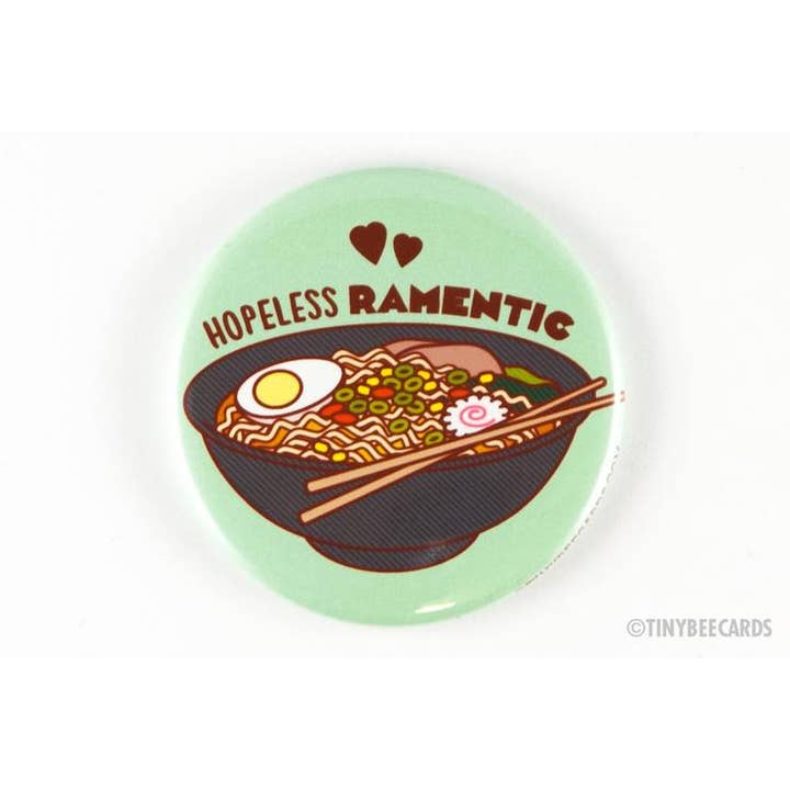 Hopeless Ramentic Ramen Noodles Magnet or Pinback Button for wholesale by Tiny Bee Cards
