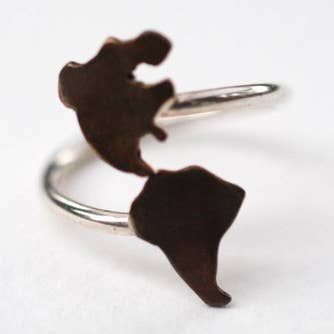 North and South America Place Ring for wholesale by LettersToSarah Metalsmithing