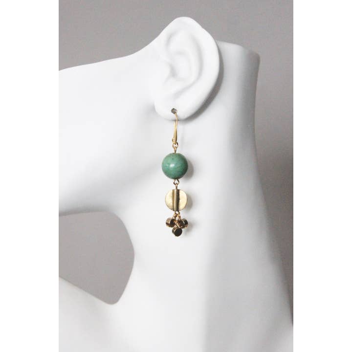 David Aubrey Jewelry - Wholesale Dangle Earrings - VRDE18 Green turquoise and brass earrings