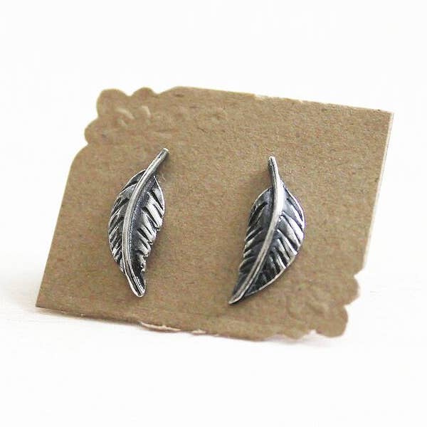Feather Stud Earrings for wholesale by Ivy & Gold Handcraft