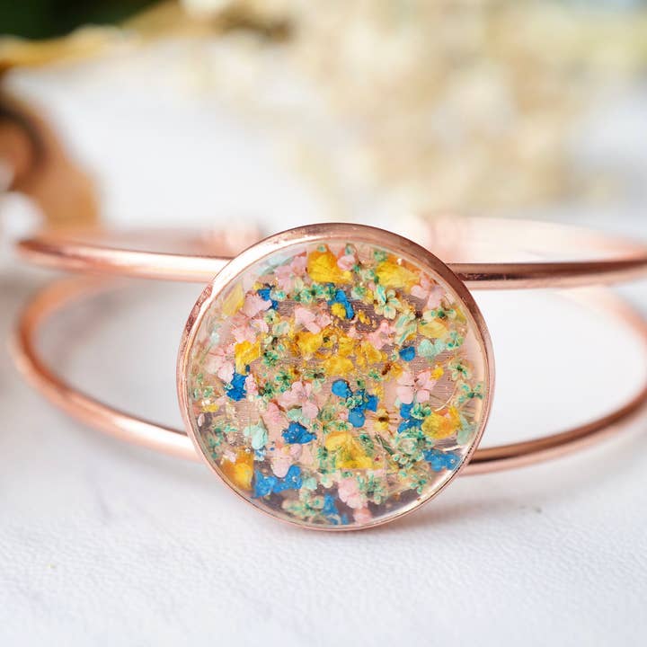 Real Pressed Flowers and Resin Bracelet for wholesale by Ann + Joy