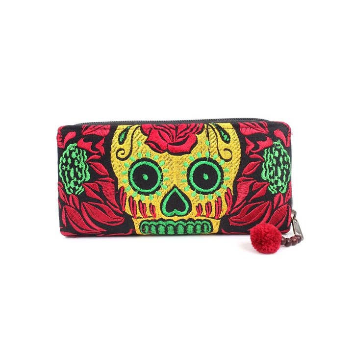 Lumily - Wholesale Wallet – Women's - Culturas Sugar Embroidered Skull Wallet - Thailand2