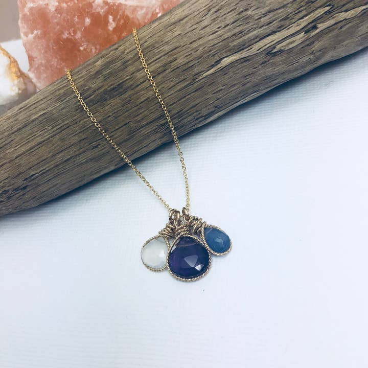Ray of Light Necklace - Tanzanite & Amethyst for wholesale by Laura J Designs