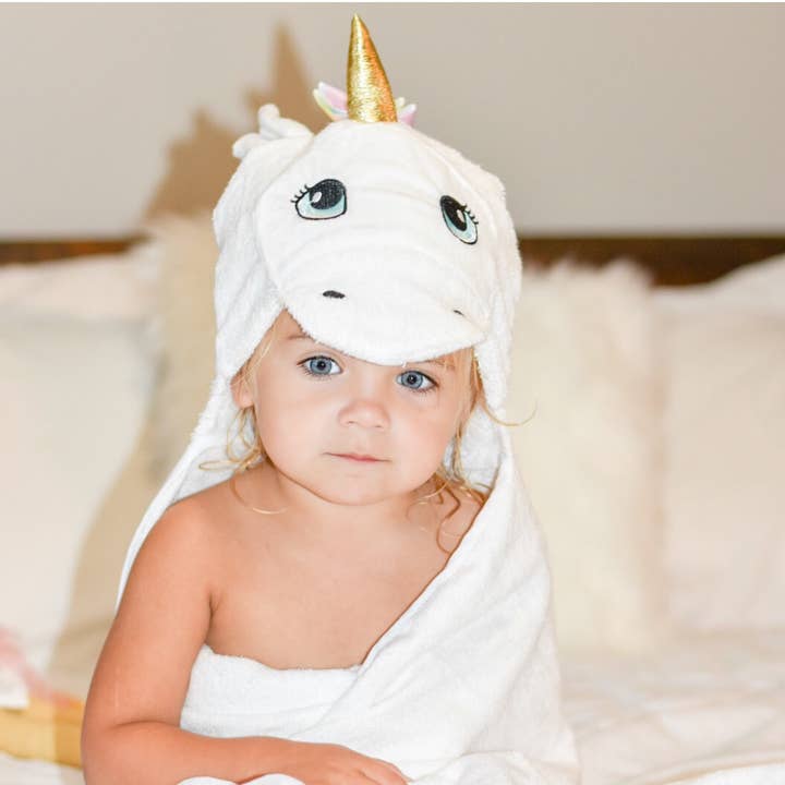 Kloud Bambu | Bamboo Towels & Blankets – Toalha com capuz - Crianças e bebés por atacado – Toalha com capuz de bebê de bambu - unicórnio branco9