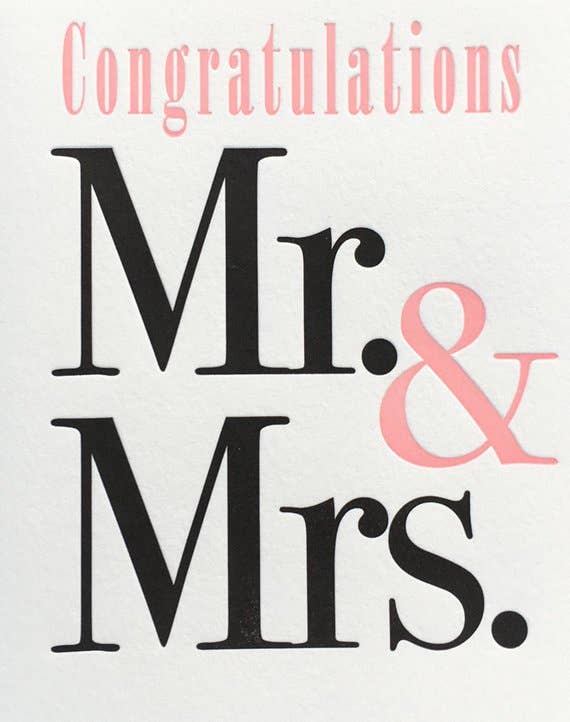 Lucky Bee Press - Vente Faire-part de mariage - Félicitations M. & Mrs. - carte typographique2