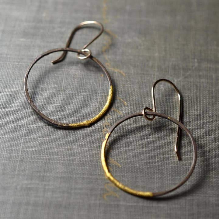 Medium Steel and Gold Hoops for wholesale by Metamorphosis Metals