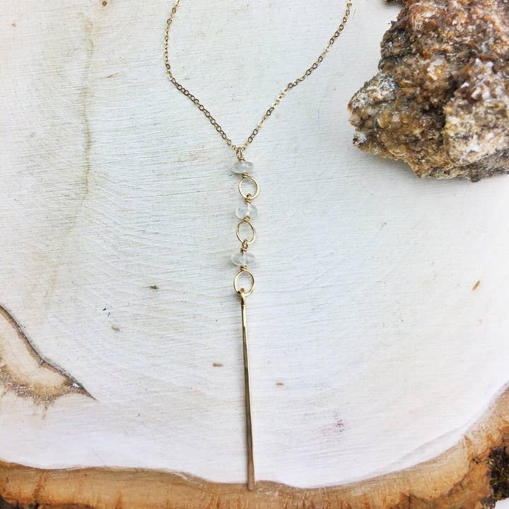 Rainbow Moonstone 14k Gold Fill Dagger Chain for wholesale by Enclave Gold