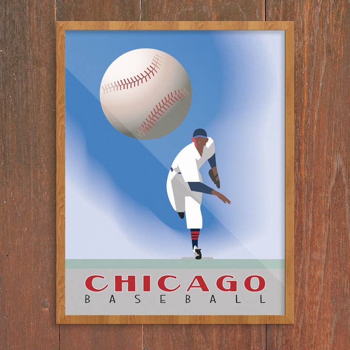 11'' x 14'' Chicago Baseball Pitcher Print for wholesale by Fridgedoor