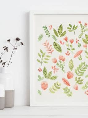 Blush Pink Floral Watercolour Wall Art for wholesale by Sara Cristina Design