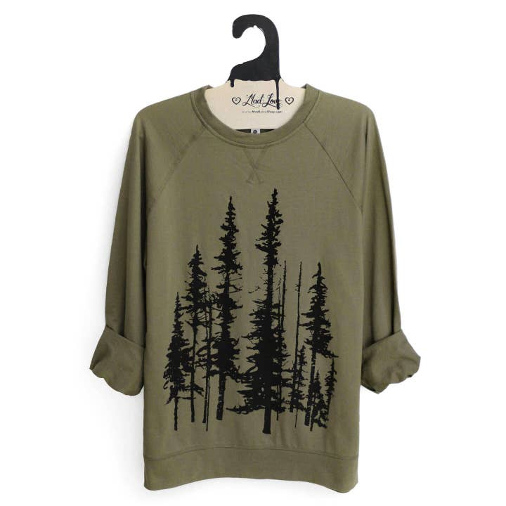 Mad Love Shop - Wholesale Graphic Sweatshirt - Unisex - Unisex Olive Lightweight Terry Sweatshirt with Evergreen0